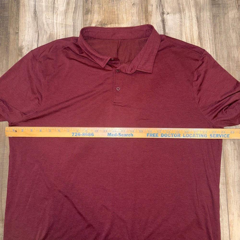 Lululemon Polo Shirt Mens Red Short Sleeve Athletic Golf Casual Stretch - Picture 5 of 5